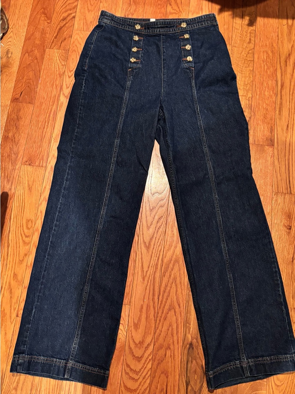 On 34th High-Rise Wide Leg Jeans in Dark Blue